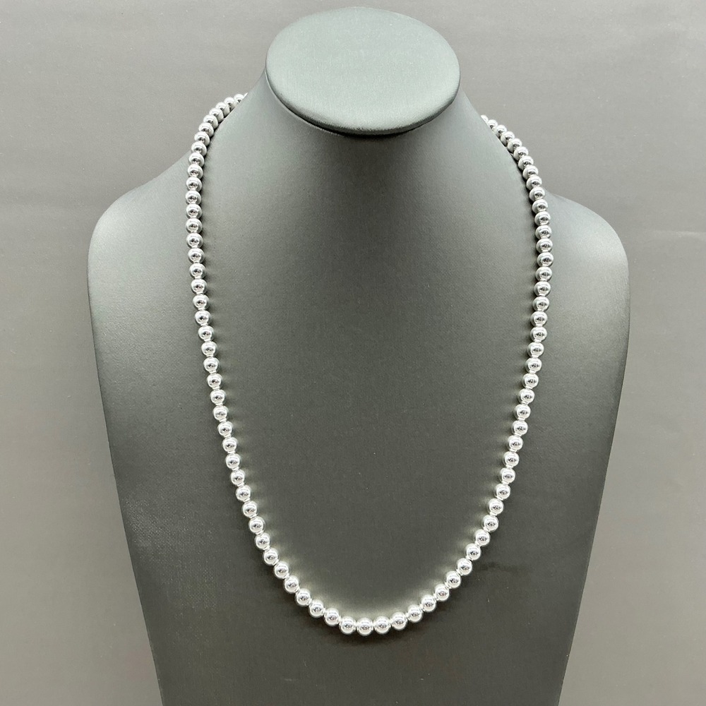 Napier Bead Necklace Women Silver Tone Round Ball Strand Classic Jewelry 22"